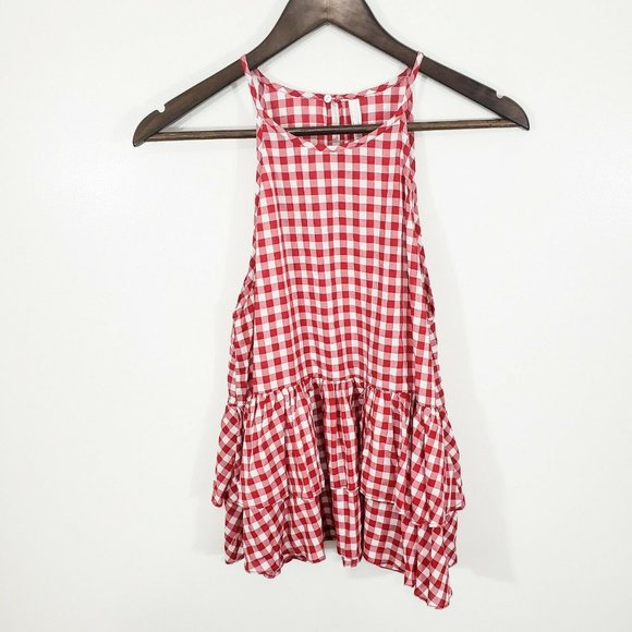 Zara Tops - Zara Tablecloth Plaid Peplum Halter Top